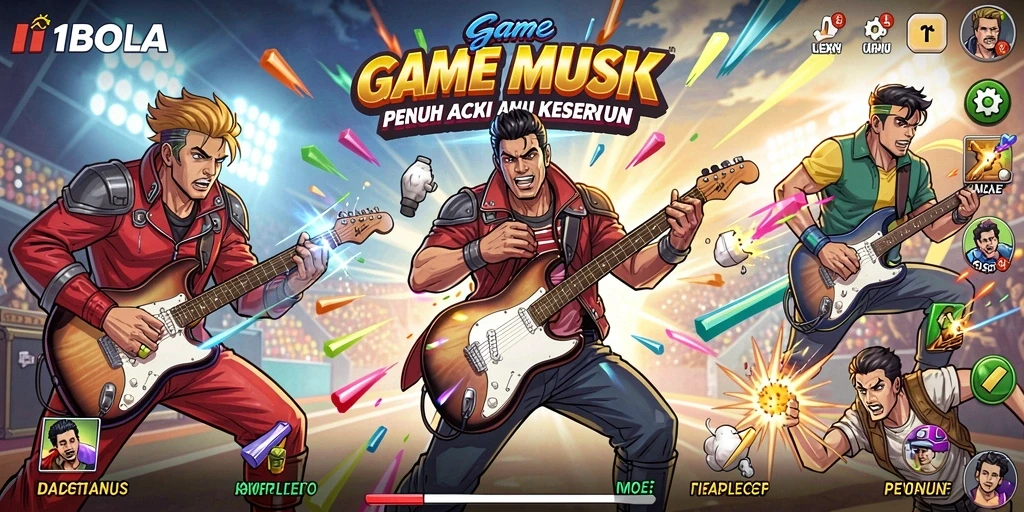 Tampilan gameplay 11BOLA dengan irama musik yang mengasyikkan.