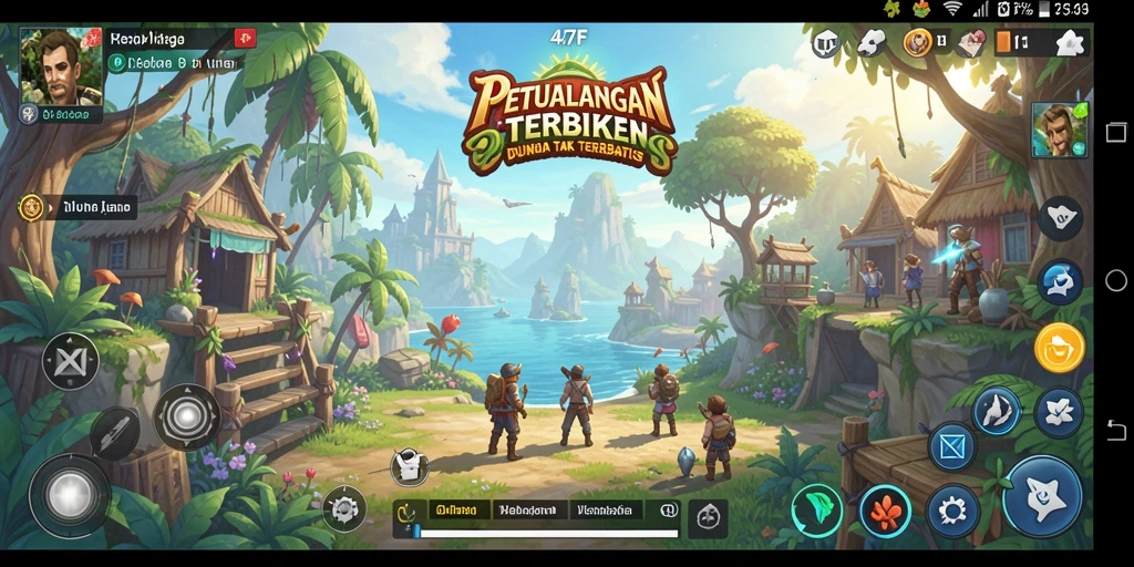Tangkapan layar gameplay 47F yang menampilkan eksplorasi dunia terbuka.