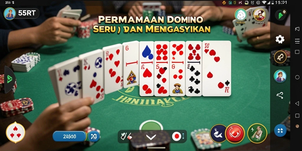 Tampilan gameplay menarik dari 55RT saat bermain Domino.
