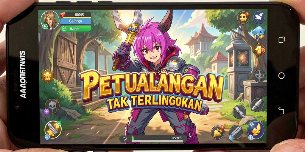 Tampilan gameplay <strong>8055</strong> yang penuh warna dan karakter unik.