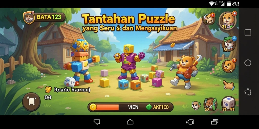 Screenshot gameplay BATA123 menampilkan tingkat kesulitan berbagai puzzle.