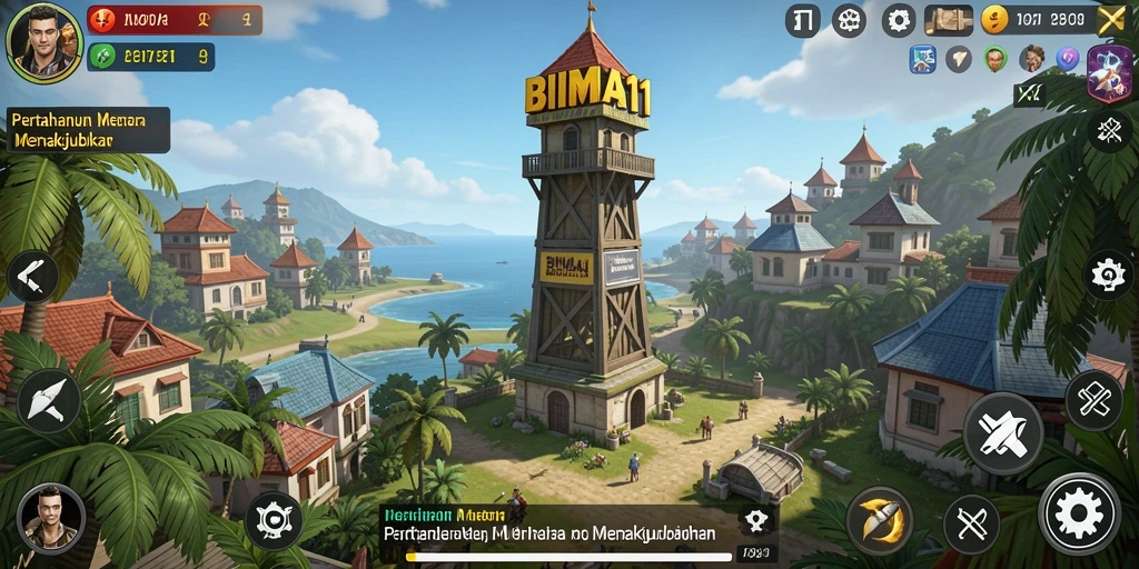 Screenshot gameplay BIMA11 menampilkan aksi pertahanan menara yang mendebarkan.