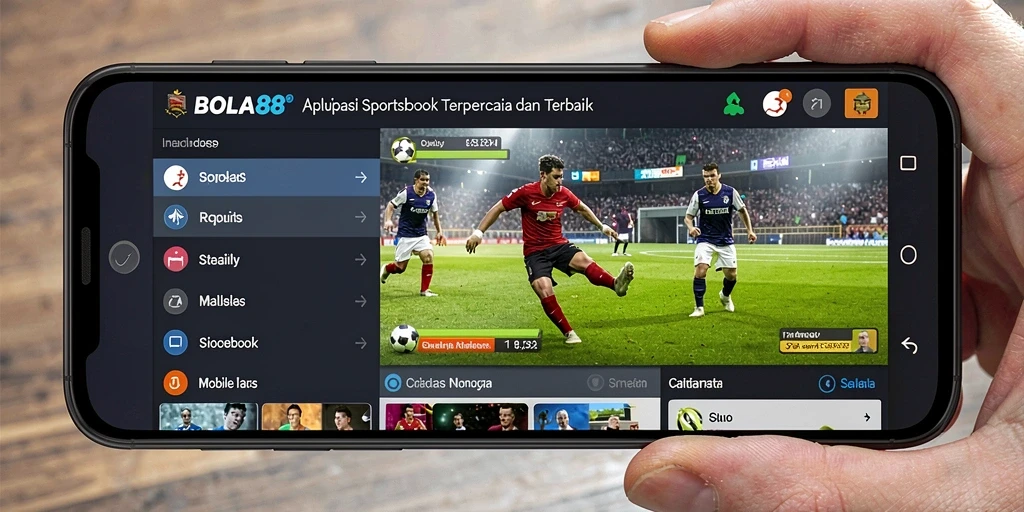 Tampilan utama aplikasi BOLA88 yang menunjukkan fitur Sportsbook.