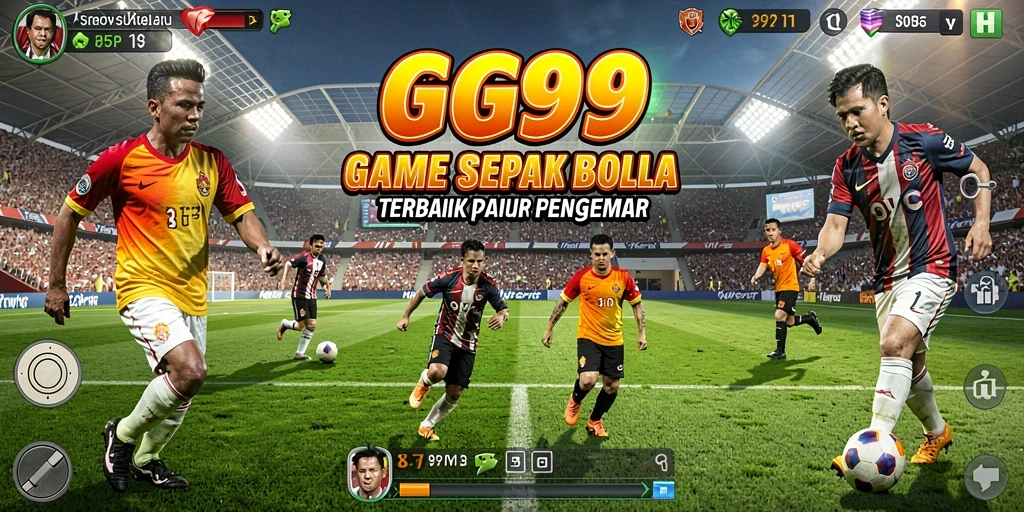 Gameplay seru GG999 dengan aksi sepak bola realistis.