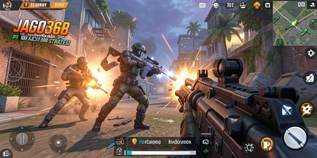 Tampilan gameplay JAGO368 yang intens dengan aksi TPS yang seru.