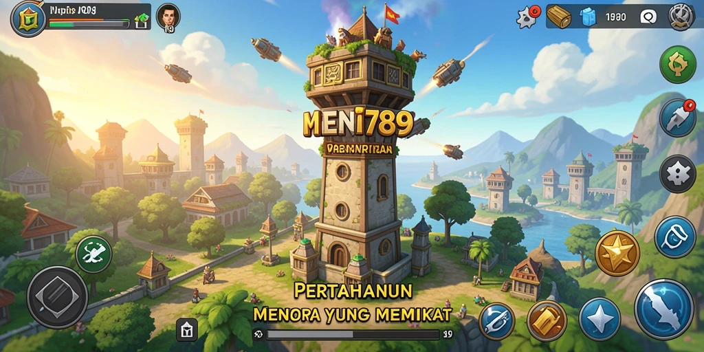 Tangkapan layar gameplay LI789 yang menunjukkan strategi Tower Defense.