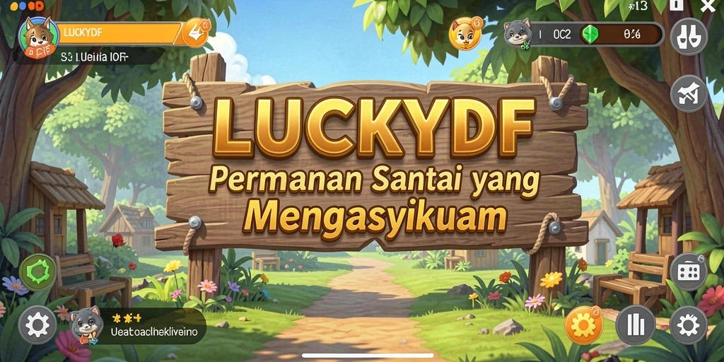 Screenshot utama LUCKYDF memperlihatkan gameplay santai yang penuh warna.
