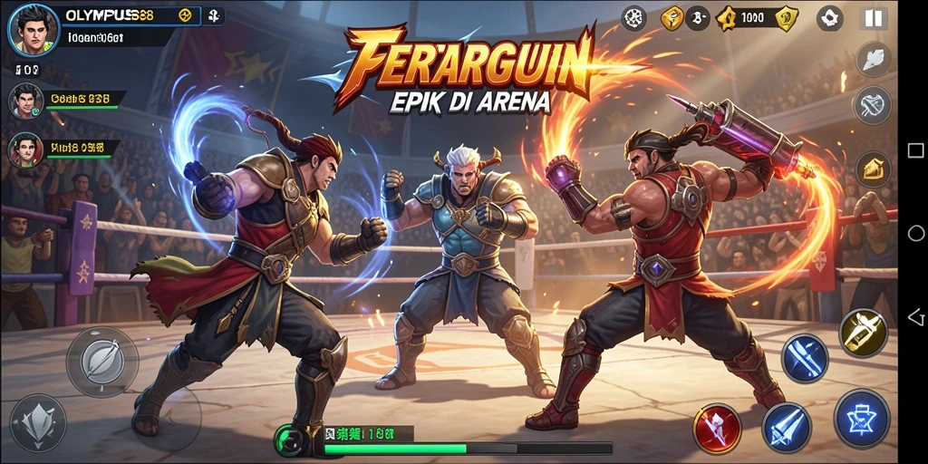 Screenshot menampilkan aksi pertarungan epik di OLYMPUS88.