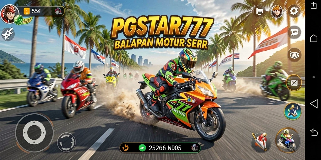 Tampilan menarik dari gameplay balapan motor PGSTAR777 yang mendebarkan.