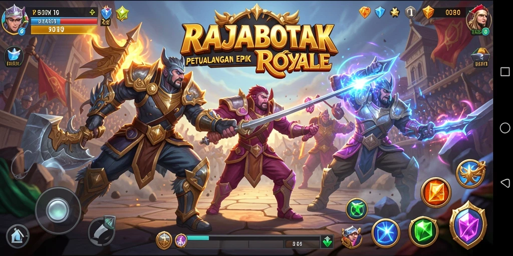 Tampilan gameplay RAJABOTAK yang intens dan mendebarkan selama pertempuran royale.