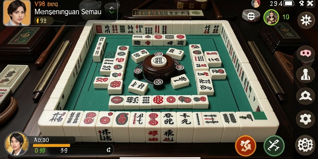 Tampilan gameplay V98 yang seru dan menantang dalam Mahjong.