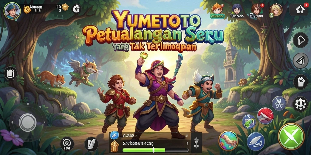 Tampilan gameplay seru dari YUMETOTO yang menampilkan petualangan mendebarkan.